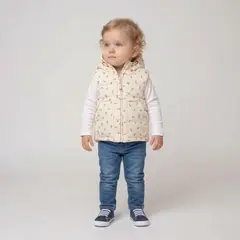 YAMP - Chaleco Con capucha para Bebé niña con Flores