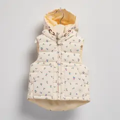 YAMP - Chaleco Con capucha para Bebé niña con Flores