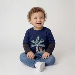 YAMP - Camiseta manga larga para Bebé niño de Algodón