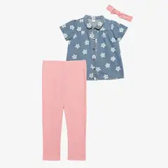 YAMP - Sets Camisa manga corta + Legging + Accesorio para Bebé niña en Algodón