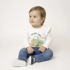 YAMP - Camiseta para Bebé niña Estampado Manga larga de Algodón