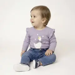 YAMP - Camiseta para Bebé niña Estampado Manga larga de Algodón