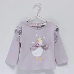 YAMP - Camiseta para Bebé niña Estampado Manga larga de Algodón