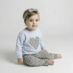 YAMP - Set Saco manga larga + Legging + Accesorio para Bebé niña de Algodón