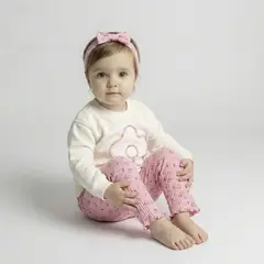 YAMP - Set Saco manga larga + Legging + Accesorio para Bebé niña de Algodón