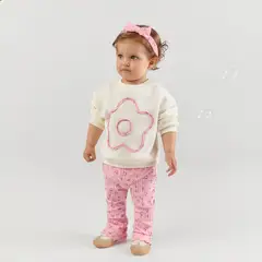 YAMP - Set Saco manga larga + Legging + Accesorio para Bebé niña de Algodón