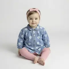 YAMP - Set Camisa manga larga + Legging + Accesorio para Bebé niña de Algodón