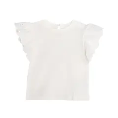 YAMP - Camiseta para Bebé niña con Ojalillo Manga corta de Algodón