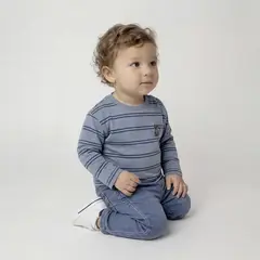 YAMP - Camiseta para Bebé niño de Rayas Manga larga de Algodón