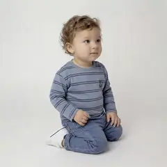 YAMP - Camiseta para Bebé niño de Rayas Manga larga de Algodón