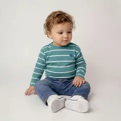 YAMP - Camiseta para Bebé niño de Rayas Manga larga de Algodón