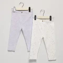 YAMP - Pantalón para Bebé niña Pack de 2 unidades de Algodón