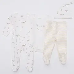 YAMP - Set Enterizo + Body manga larga + Pantalón + Gorro para Bebé niño de Algodón