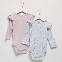 YAMP - Bodie para Bebé niña Pack de 2 unidades Con cuello de Algodón