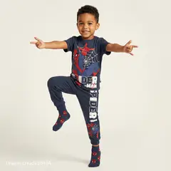 SPIDER MAN - Pijama Cintura elásticada para Niño 2 piezas con Estampado Spiderman Manga corta de Algodón Spiderman