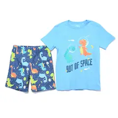 YAMP - Pijama Cintura elásticada para Niño 2 piezas con Estampado Manga corta de Algodón