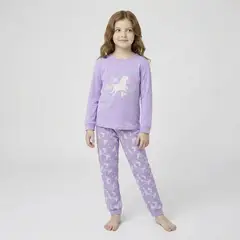 YAMP - Pijama Cintura elásticada para Niña 2 piezas con Estampado Manga larga de Algodón