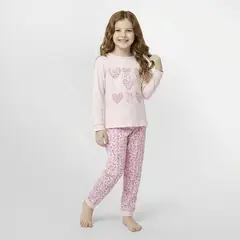 YAMP - Pijama Cintura elásticada para Niña 2 piezas con Estampado Manga larga de Algodón
