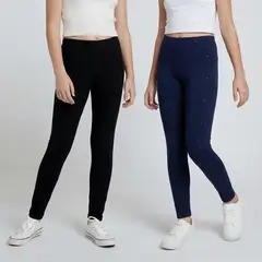 ELV - Leggings para Niña Pack de 2 unidades Cintura elásticada de Algodón