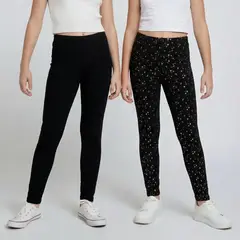 ELV - Leggings para Niña Pack de 2 unidades Cintura elásticada de Algodón