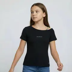ELV - Camiseta para Niña con Logo de Algodón