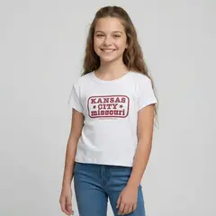 ELV - Camiseta para Niña con Estampado Manga corta de Algodón