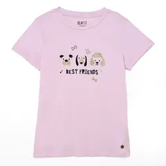 ELV - Camiseta para Niña con Estampado de Algodón