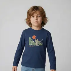 YAMP - Camiseta para Niño con Estampado Manga larga de Algodón