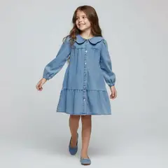 YAMP - Vestido para Niña Manga larga de Algodón