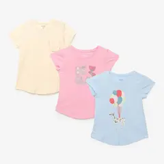 YAMP - Camiseta para Niña Pack de 3 unidades de Algodón