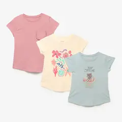 YAMP - Camiseta para Niña Pack de 3 unidades de Algodón