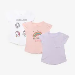 YAMP - Camiseta para Niña Pack de 3 unidades de Algodón