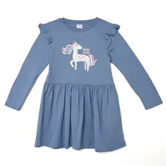 YAMP - Vestido para Niña con Estampado Manga larga de Algodón