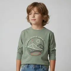 YAMP - Camiseta para Niño con Estampado Manga larga de Algodón