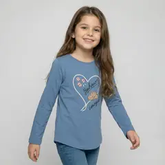 YAMP - Camiseta manga larga para Niña de Algodón