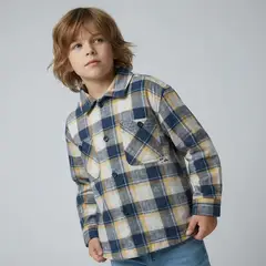 YAMP - Camisa para Niño de Cuadros Manga larga de Algodón