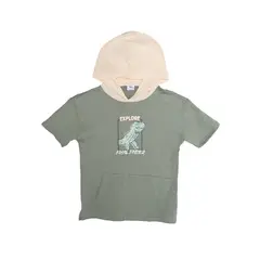 YAMP - Camiseta para Niño con Estampado Con capucha Manga corta de Algodón