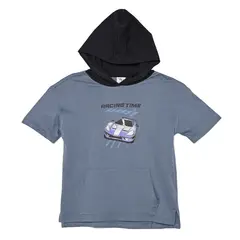 YAMP - Camiseta para Niño con Estampado Con capucha Manga corta de Algodón