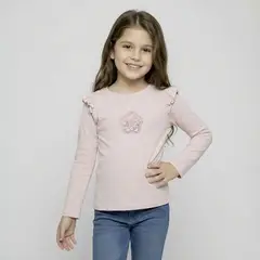 YAMP - Camiseta manga larga para Niña con Boleros de Algodón