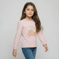 YAMP - Camiseta manga larga para Niña con aplique de Algodón