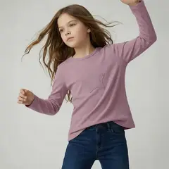 YAMP - Camiseta manga larga para Niña con aplique de Algodón