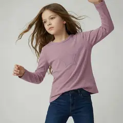 YAMP - Camiseta manga larga para Niña con aplique de Algodón