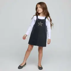 YAMP - Set Jardinera + Camiseta manga larga para Niña de Algodón