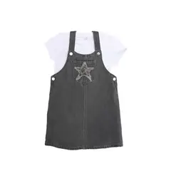 YAMP - Set Jardinera + Camiseta manga corta para Niña de Algodón