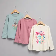 YAMP - Camiseta manga larga para Niña Pack de 3 unidades de Algodón