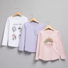 YAMP - Camiseta manga larga para Niña Pack de 3 unidades de Algodón