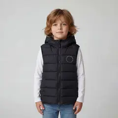 YAMP - Chaleco Con capucha para Niño Acolchado