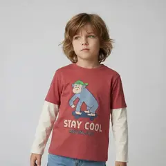 YAMP - Camiseta para Niño con Estampado Manga larga de Algodón