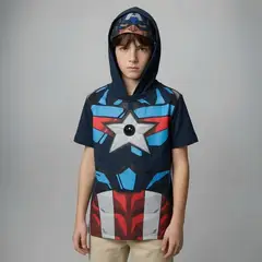 AVENGERS - Camiseta para Niño con Estampado Con capucha Manga corta de Algodón