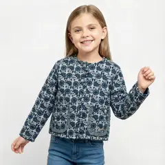 CONIGLIO - Chaqueta para Niña con Flores de Algodón